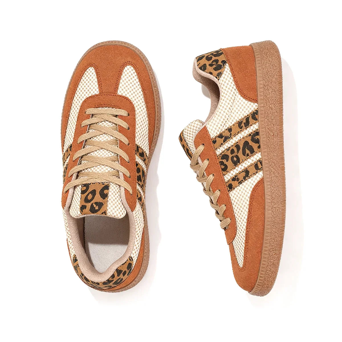 Retro Brown/Beige Leopard Sneakers