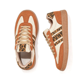 Retro Brown/Beige Leopard Sneakers