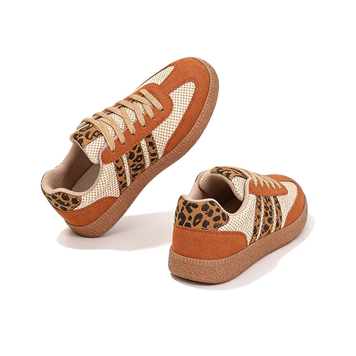 Retro Brown/Beige Leopard Sneakers