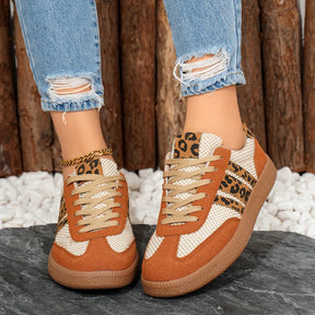 Retro Brown/Beige Leopard Sneakers