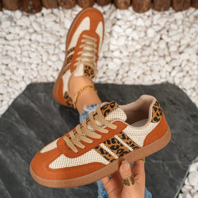 Retro Brown/Beige Leopard Sneakers