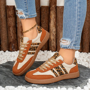 Retro Brown/Beige Leopard Sneakers