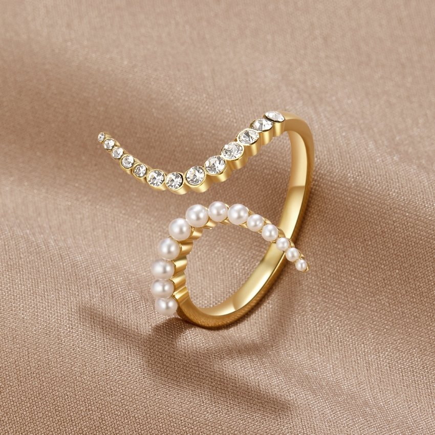 Ring met 18-karaats vergulde Ary-parel – ByFirenzzi
