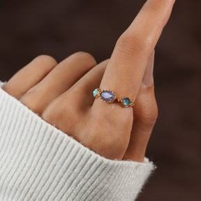 18k Gold-Plated Aurelia Precious Stone Ring – ByFirenzzi