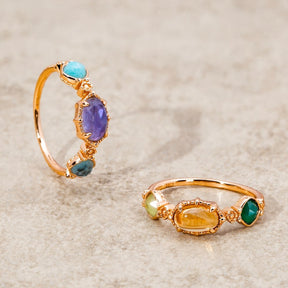 18k Gold-Plated Aurelia Precious Stone Ring – ByFirenzzi