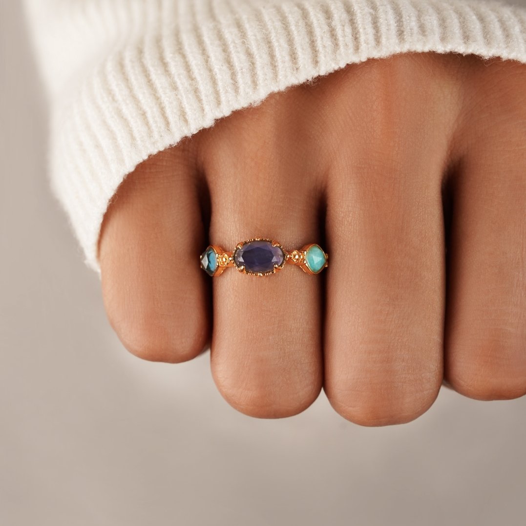 18k Gold-Plated Aurelia Precious Stone Ring – ByFirenzzi