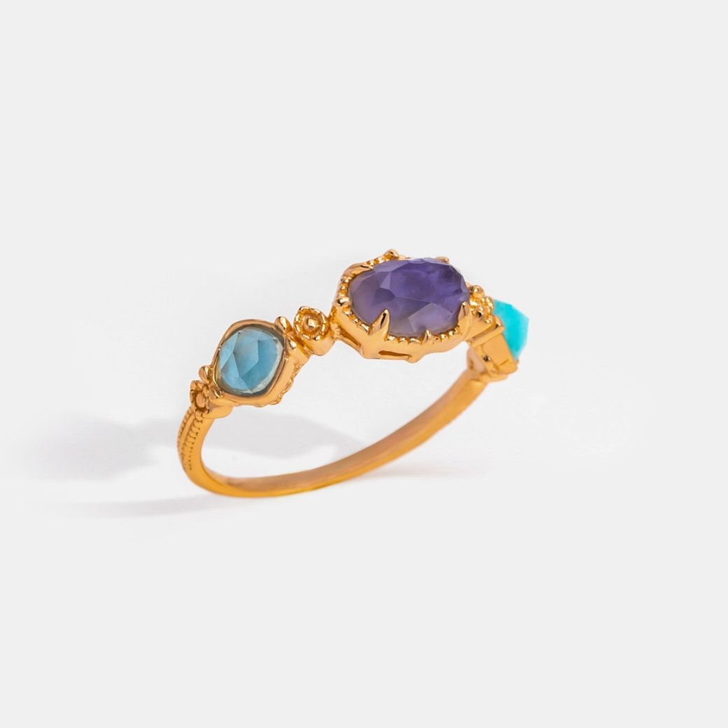18k Gold-Plated Aurelia Precious Stone Ring – ByFirenzzi