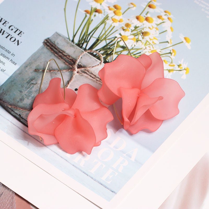 Pink Flower Earrings 18k Gold-Plated - By Firenzzi