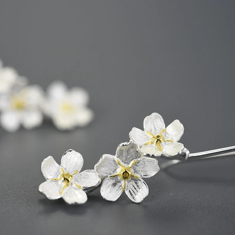 Lotus Flower Earrings in 925 Sterling Silver – ByFirenzzi