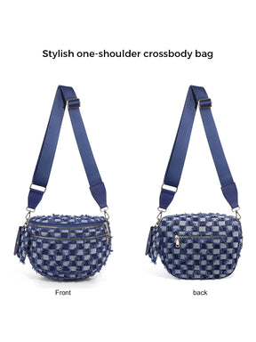 Checkered Crossbody Belt Bag for Women - Spacious Bum Bag for Moms & Daily Travel