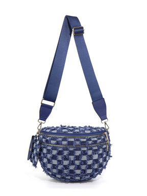 Checkered Crossbody Belt Bag for Women - Spacious Bum Bag for Moms & Daily Travel
