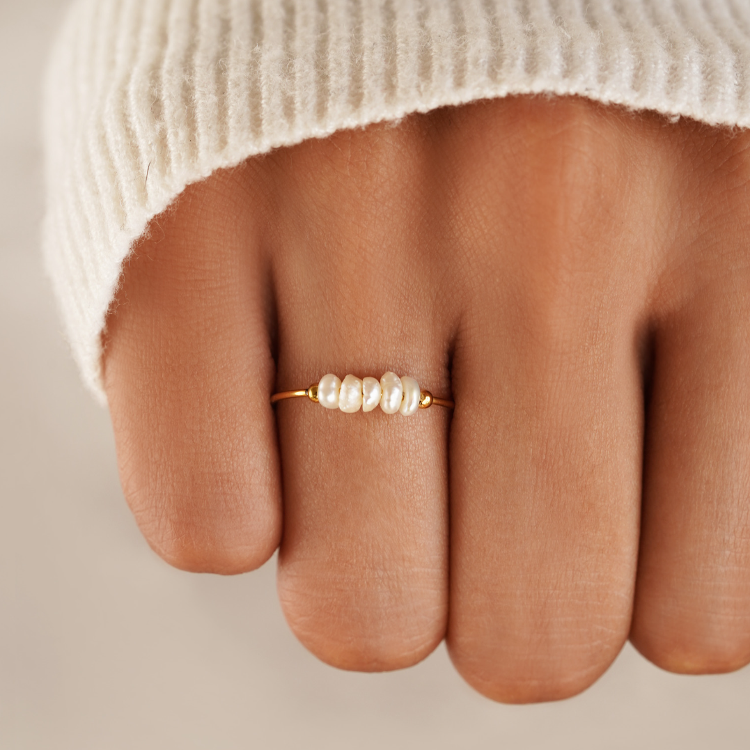 18k Gold-Plated Sweetwater Pearl Ring – ByFirenzzi