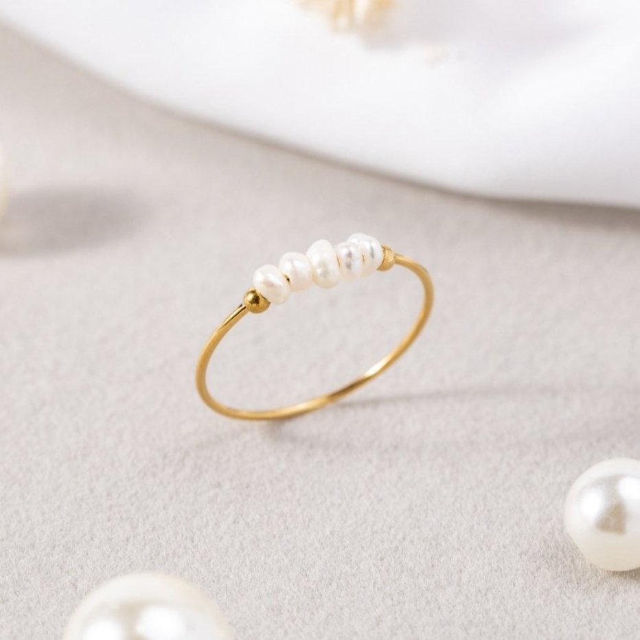 18k Gold-Plated Sweetwater Pearl Ring – ByFirenzzi