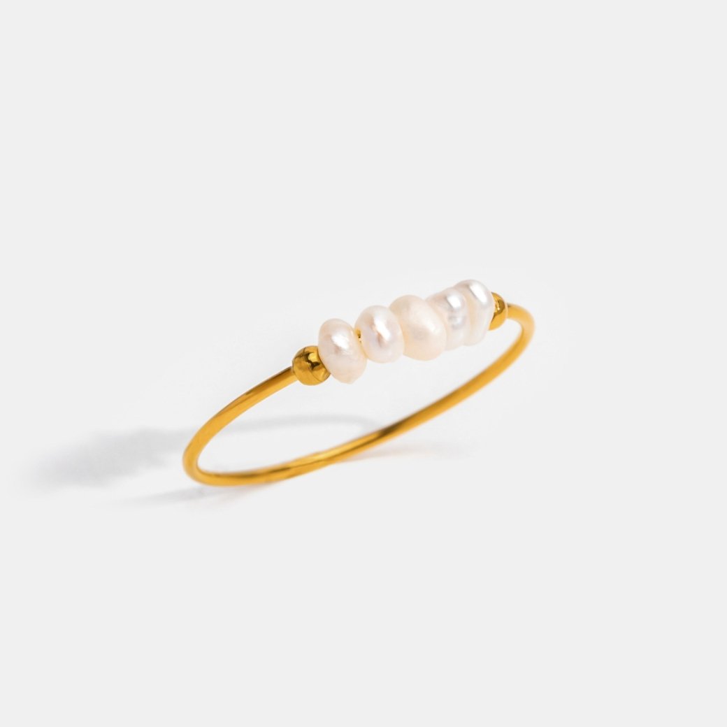 18k Gold-Plated Sweetwater Pearl Ring – ByFirenzzi