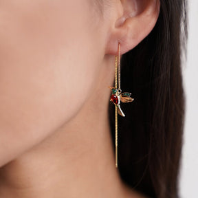 18k Gold-Plated Hummingbird Fringe Earring – ByFirenzzi