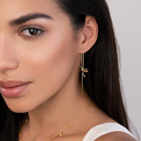 18k Gold-Plated Hummingbird Fringe Earring – ByFirenzzi