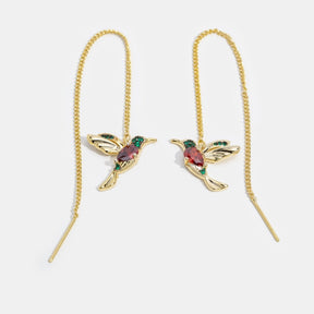 18k Gold-Plated Hummingbird Fringe Earring – ByFirenzzi