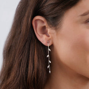 Crystal Leaf Earrings in 925 Sterling Silver – ByFirenzzi