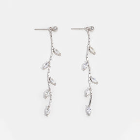 Crystal Leaf Earrings in 925 Sterling Silver – ByFirenzzi
