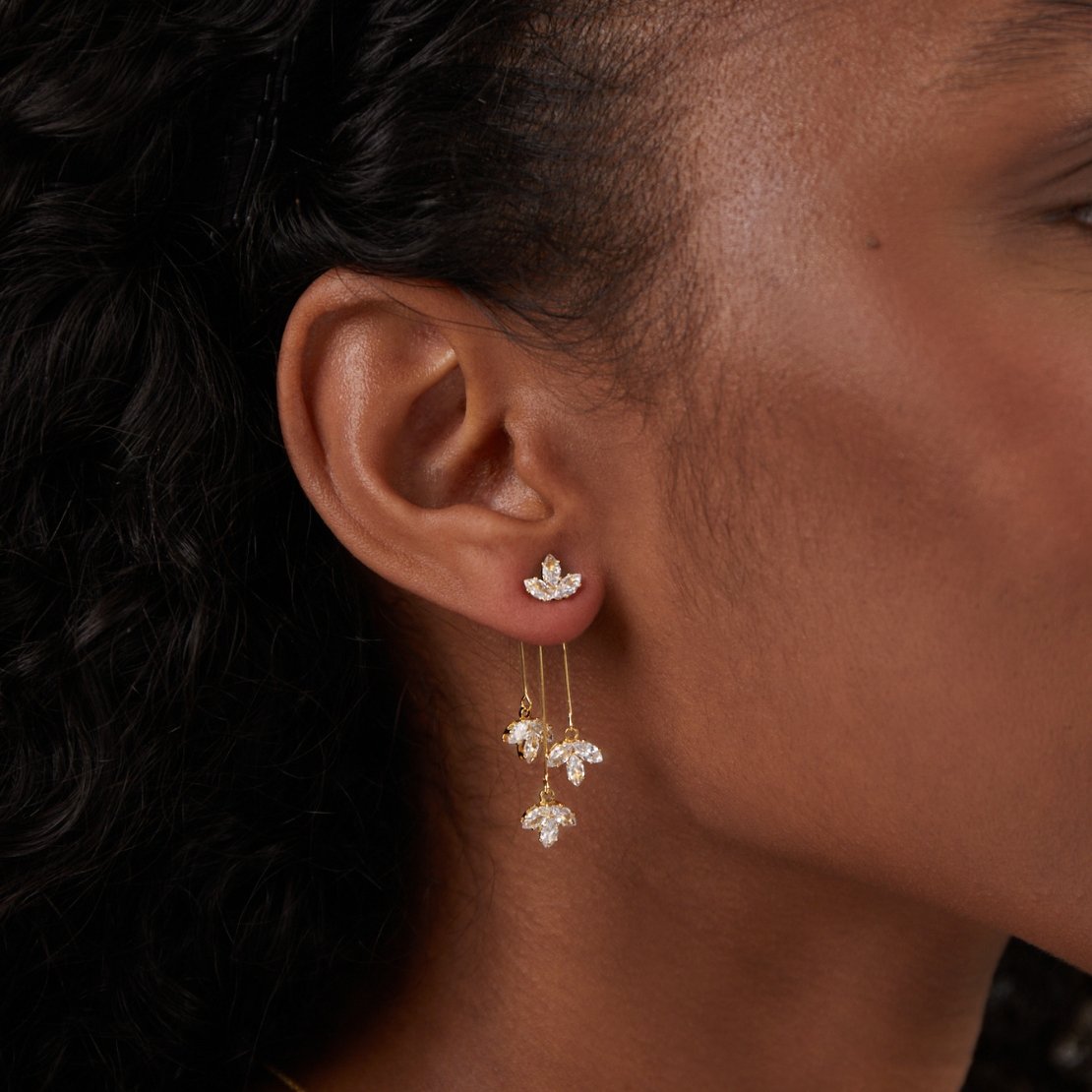 Lotus Cascade Earrings – 18k Gold-Plated by ByFirenzzi