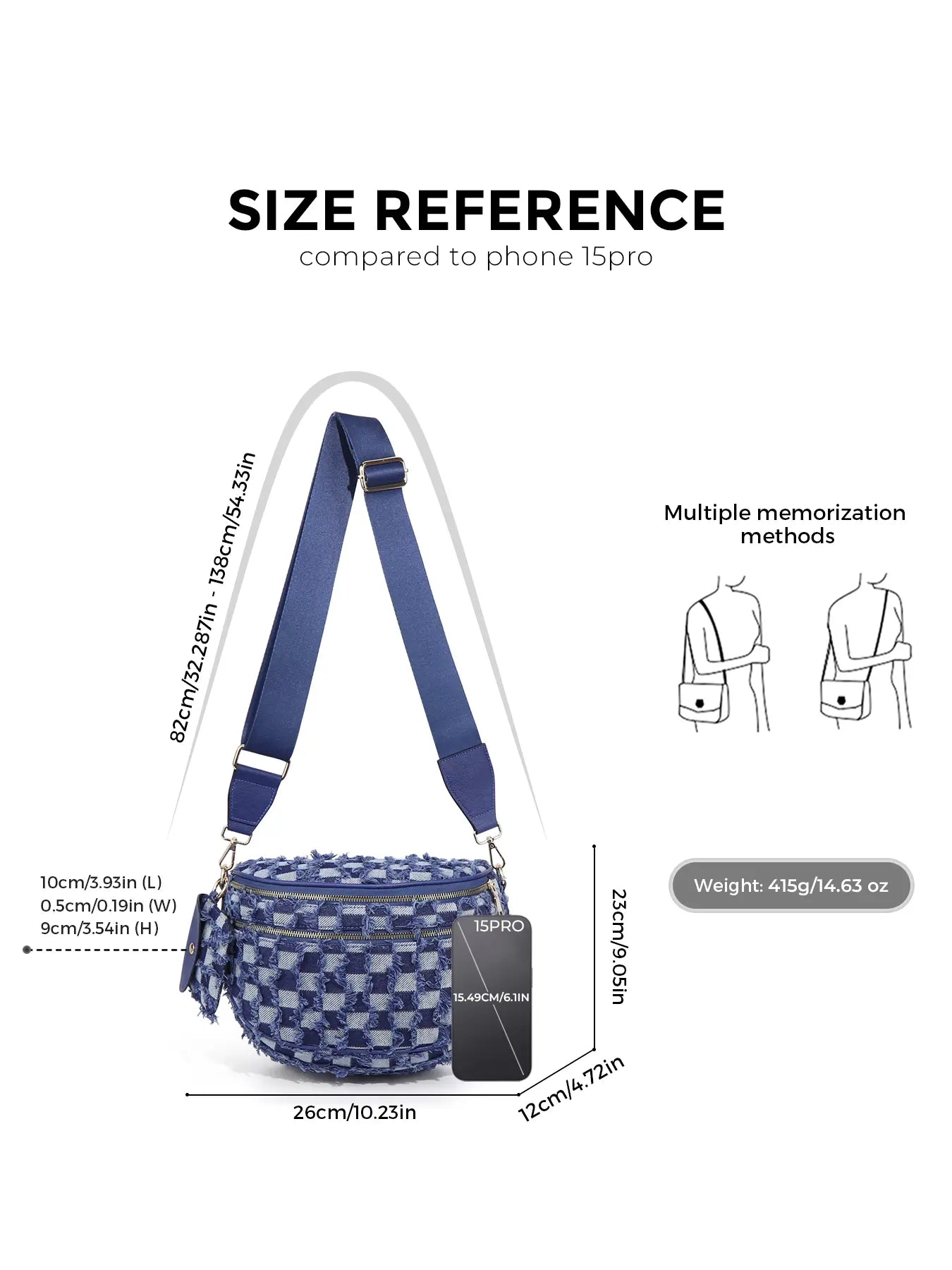 Checkered Crossbody Belt Bag for Women - Spacious Bum Bag for Moms & Daily Travel