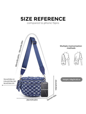 Checkered Crossbody Belt Bag for Women - Spacious Bum Bag for Moms & Daily Travel