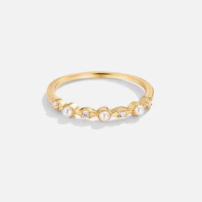 NÃO ENCONTRADO NA ALI - Elsa Ring – 18k Gold-Plated Pearl & Crystal Band – ByFirenzzi