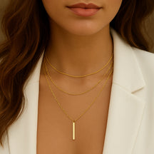 Celina Necklace – 18k Gold-Plated Multi-Layer Pendant in Minimalist Bar Design – ByFirenzzi