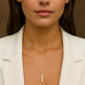 Celina Necklace – 18k Gold-Plated Multi-Layer Pendant in Minimalist Bar Design – ByFirenzzi