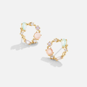 Crystal Flower Earrings 18k Gold-Plated - ByFirenzzi