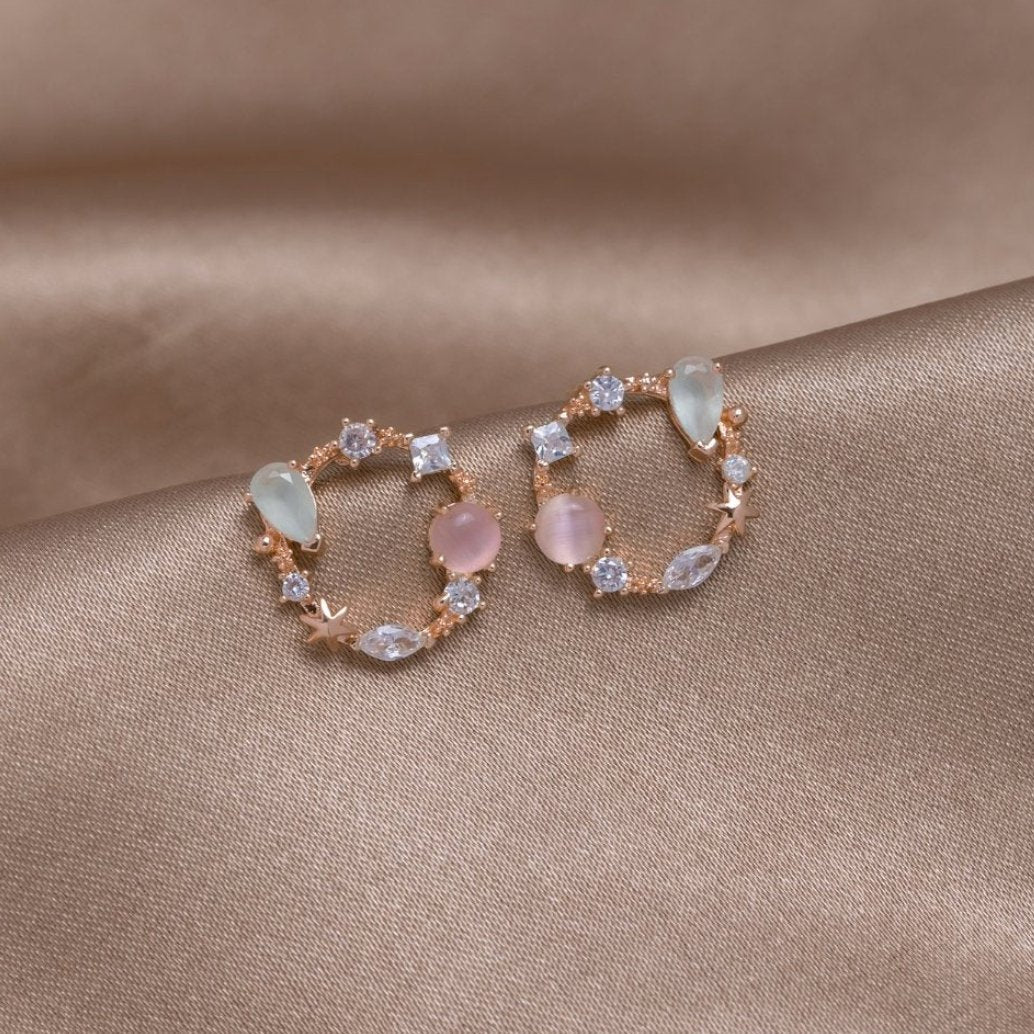 Crystal Flower Earrings 18k Gold-Plated - ByFirenzzi