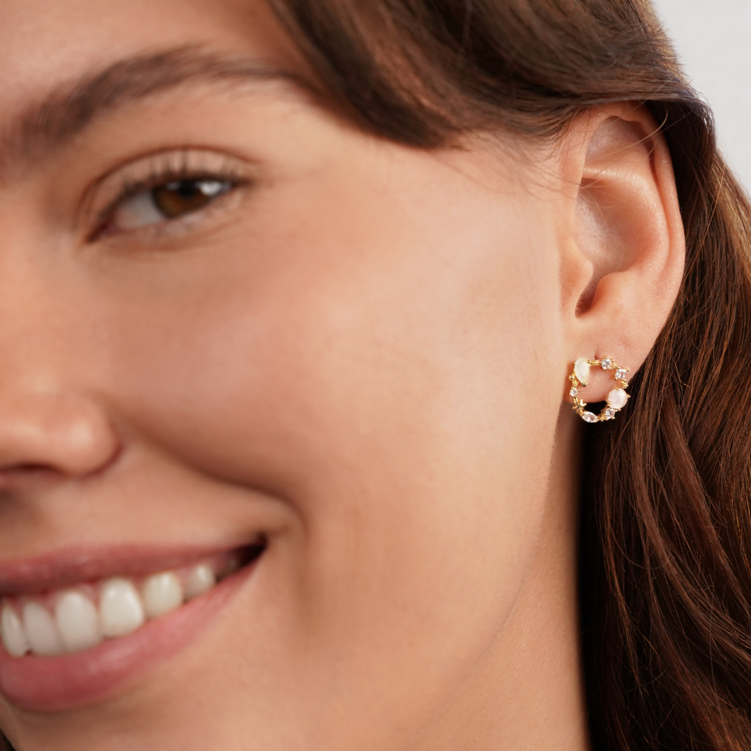 Crystal Flower Earrings 18k Gold-Plated - ByFirenzzi