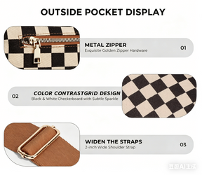 Checkered Crossbody Belt Bag for Women - Spacious Bum Bag for Moms & Daily Travel
